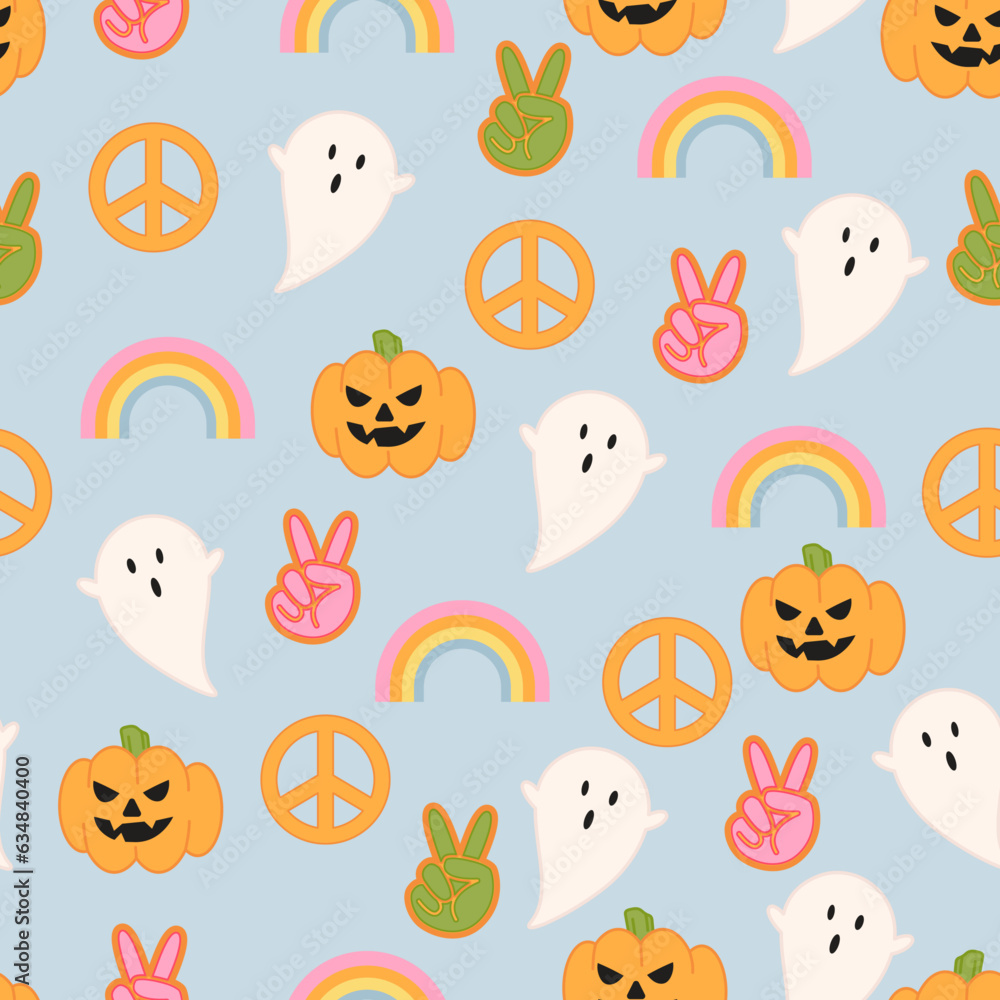 retro halloween pattern with pumpkins retro halloween pattern with pumpkins