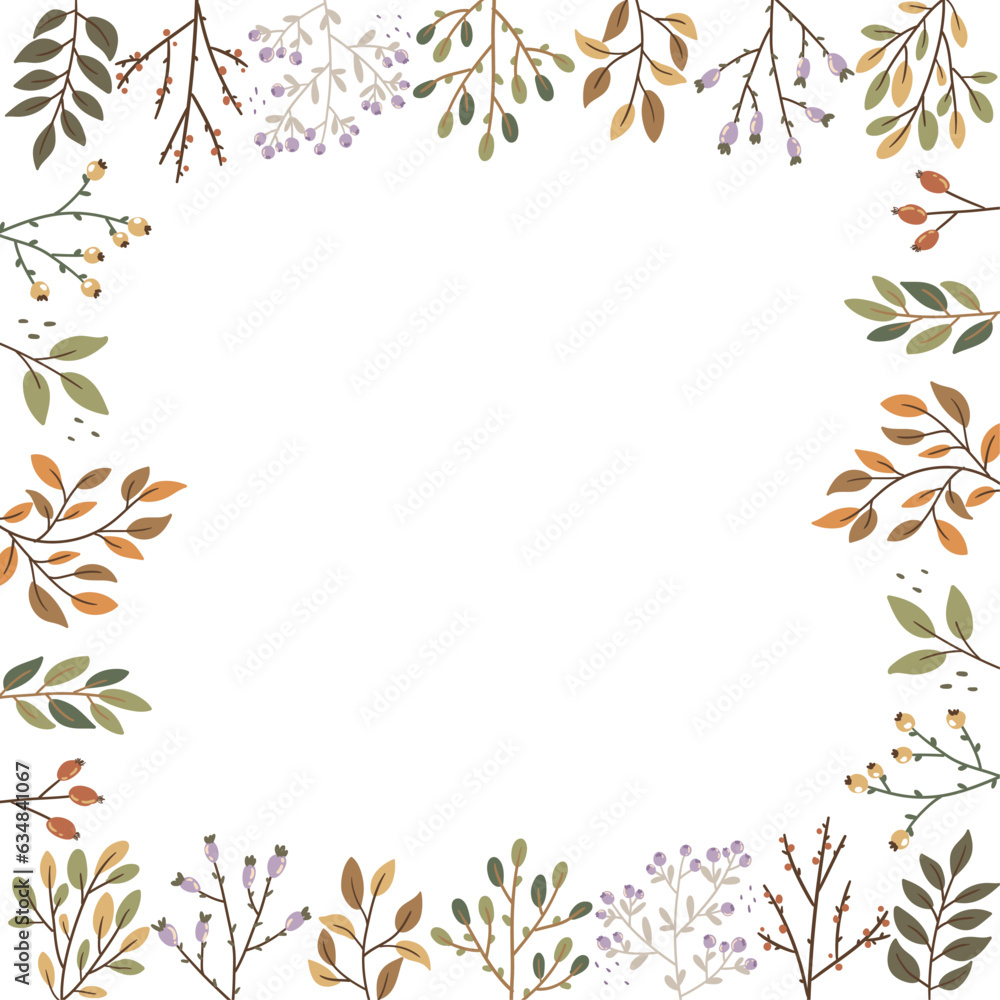 Fototapeta premium Vector cute hand drawn illustration with autumn leaves and branches