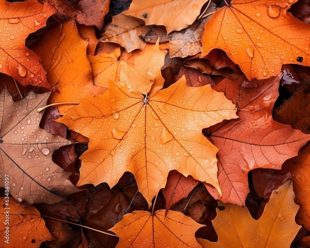 Fall colored leaves on the ground, AI generative Fall colored leaves on the ground, AI generative