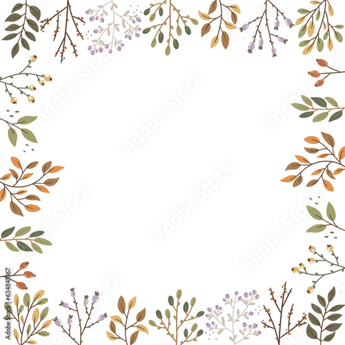 Vector cute hand drawn illustration with autumn leaves and branches
