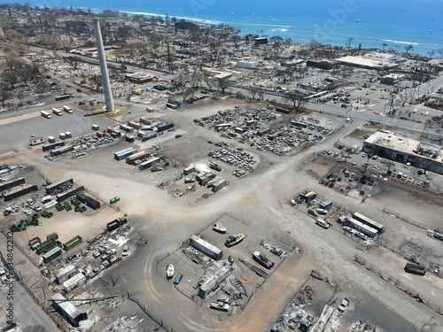 Downtown lahaina after wildfires destroyed town