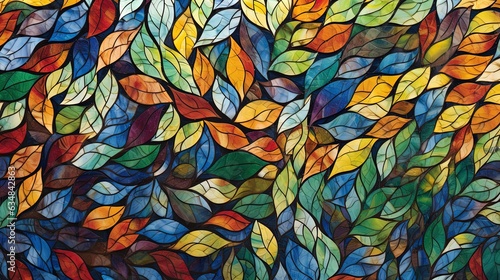  a painting of many different colored leaves on a white background.  generative ai