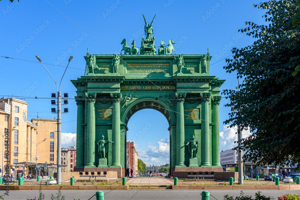 Narva Triumphal Arch (Narvskie vorota) in Saint Petersburg, Russia