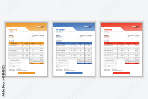 Professional and modern business invoice design template, Bill form business invoice, Office bill, etc. 