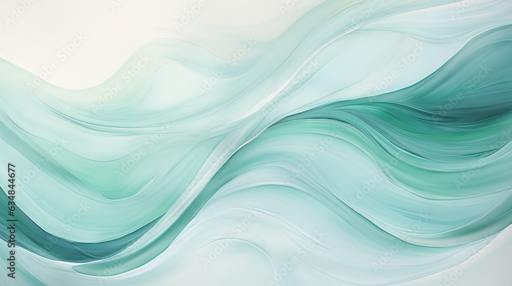 Fototapeta premium a painting of a wave of blue and green colors on a white background. generative ai