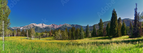 Obraz na płótnie Tibble Fork hiking views from trail Lone Peak Wilderness Uinta Wasatch Cache National Forest, Rocky Mountains, Utah. United States. w salonie