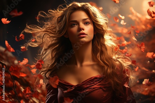 beautiful young girl in shades of autumn colors