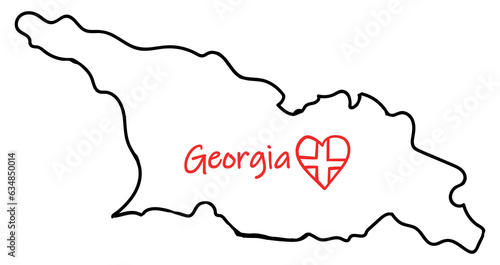 Outline Simple Map of Georgia on white background. Vector illustration.