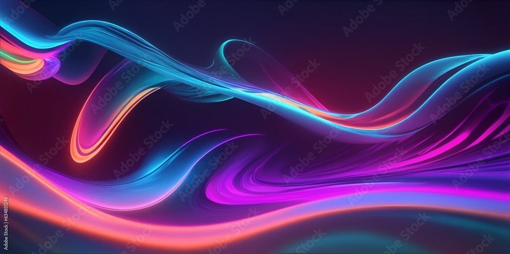 Obraz premium Abstract colorful background with lines, Holographic Neon Fluid Waves rainbow colors
