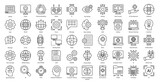 Artificial Intelligence Thin Line Icons Robotics AI Technology Icon Set in Outline Style 50 Vector Icons in Black