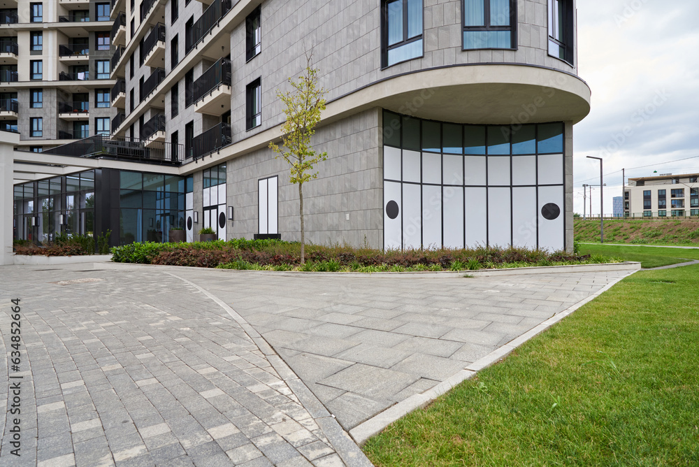 Modern business and residential real estate buildings