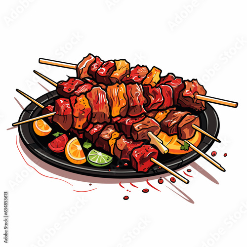 Vector shashlik isolated on white background, shashlik logo, shashlik icon, shashlik sticker, kebab