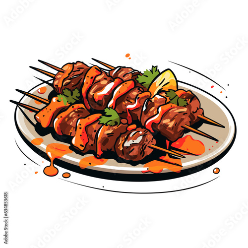 Vector shashlik isolated on white background, shashlik logo, shashlik icon, shashlik sticker, kebab