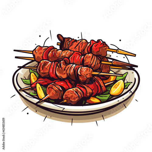 Vector shashlik isolated on white background, shashlik logo, shashlik icon, shashlik sticker, kebab