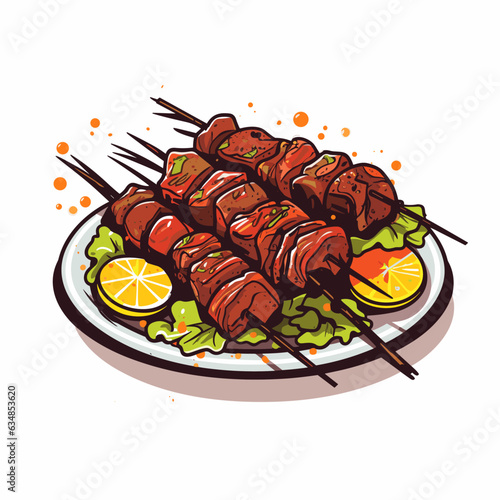 Vector shashlik isolated on white background, shashlik logo, shashlik icon, shashlik sticker, kebab