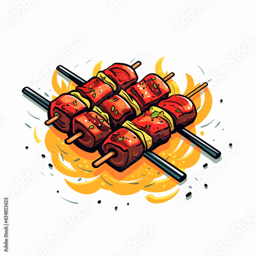 Vector shashlik isolated on white background, shashlik logo, shashlik icon, shashlik sticker, kebab
