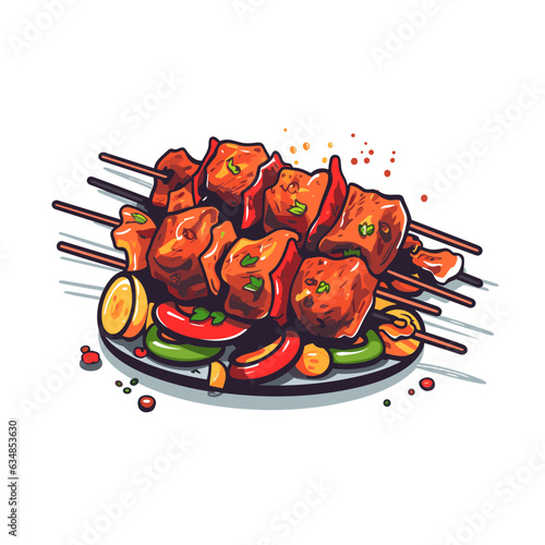 Vector shashlik isolated on white background, shashlik logo, shashlik icon, shashlik sticker, kebab