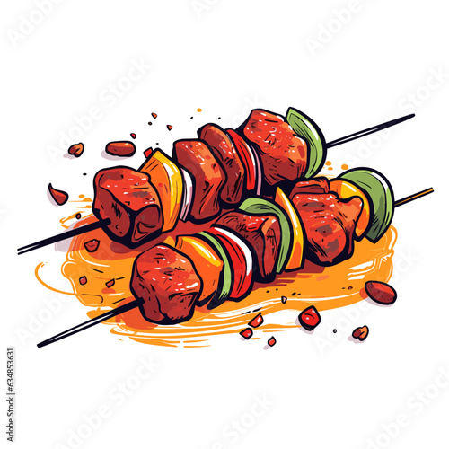 Vector shashlik isolated on white background, shashlik logo, shashlik icon, shashlik sticker, kebab