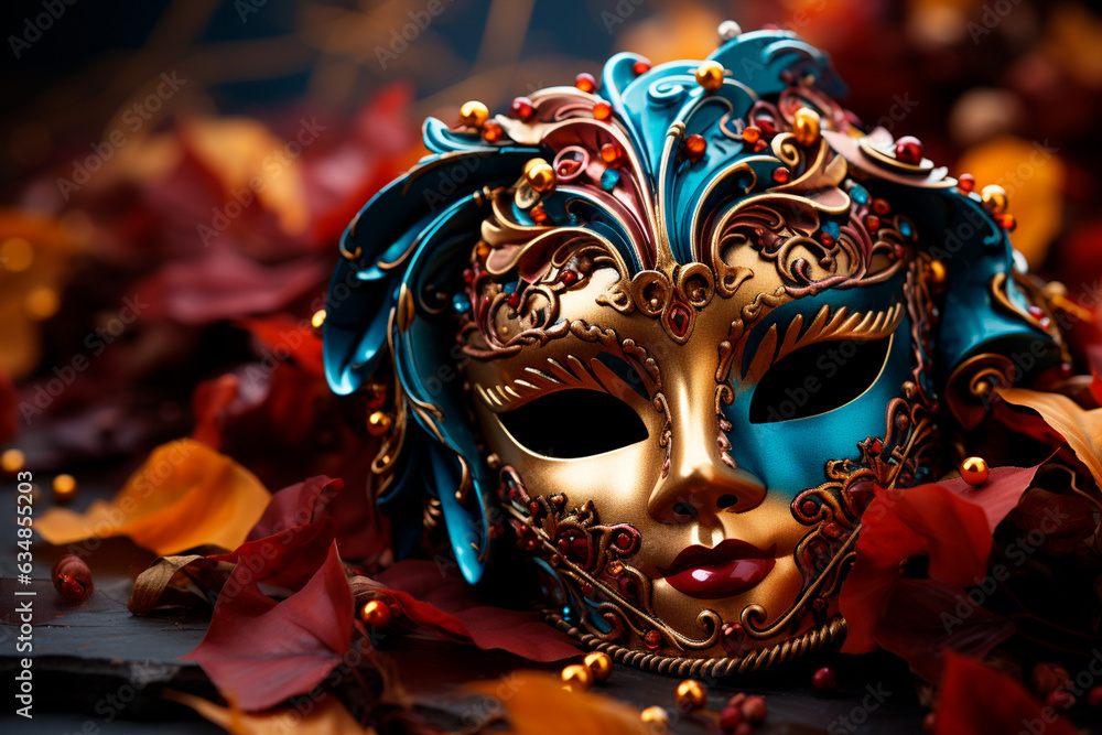 carnival mask on dark background.