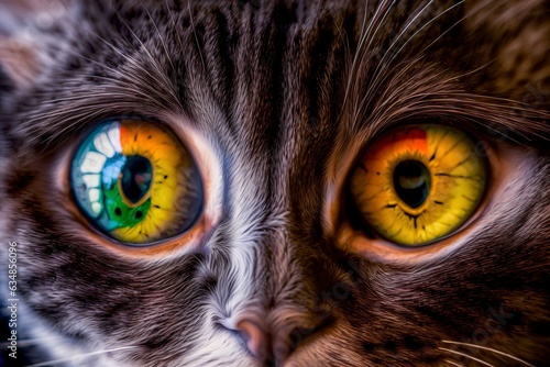 A Close Up Of A Cat'S Colorful Eyes