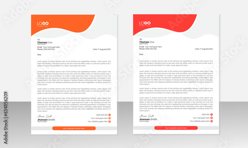 Modern Creative & Clean business style letterhead for your corporate project design. Set to print with vector & illustration. 
