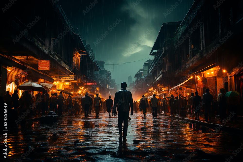 Naklejka premium the crowd of people on the street of the new york city