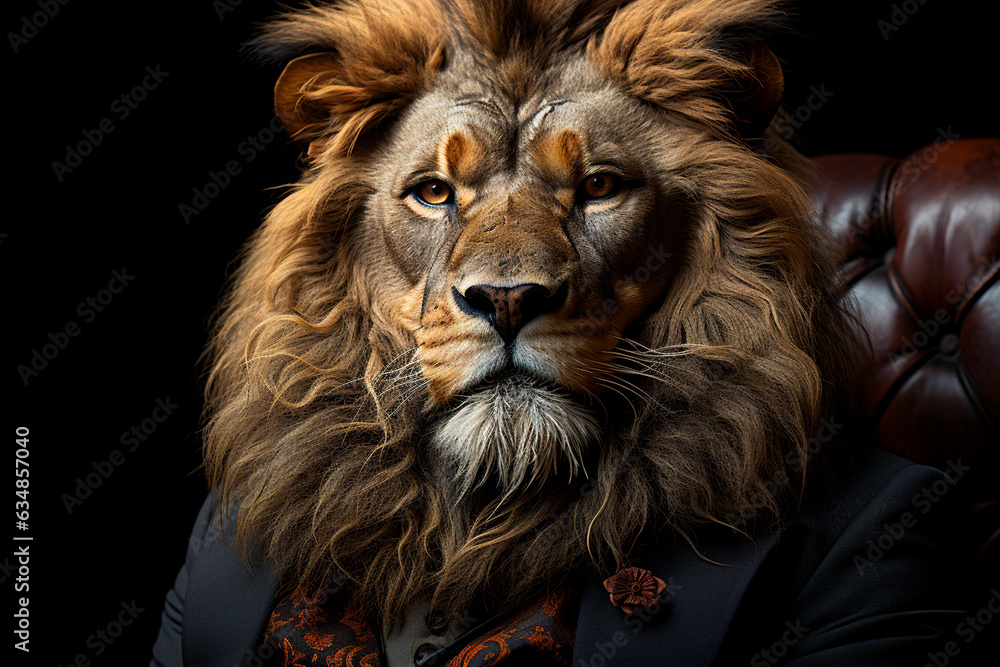 Naklejka premium lion in the lion suit