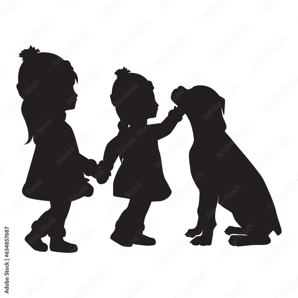 silhouette of a girls with a dog