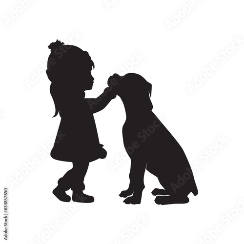 silhouette of a girl with a dog