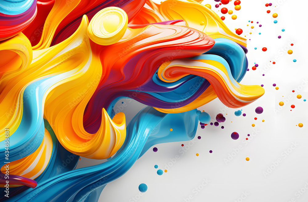 Colorful Paint Swirls on White Background