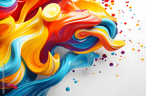 Colorful Paint Swirls on White Background