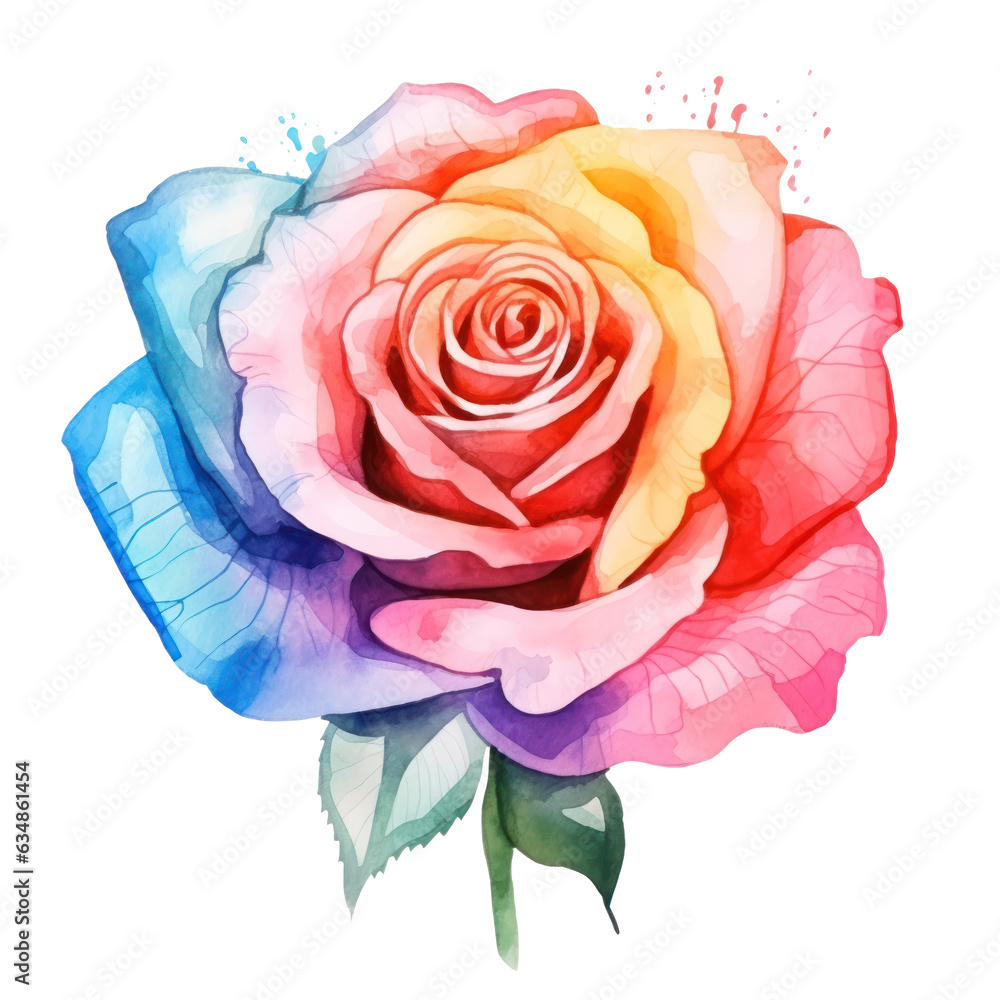 Watercolor rose flower isolated Watercolor rose flower isolated