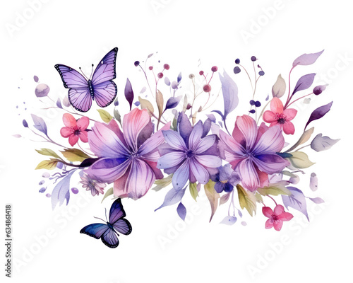 Watercolor flowers isolated