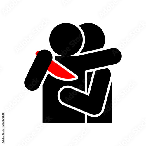 Traitor sign icon. Betrayal symbol. Concept of betrayal is a knife in the back.