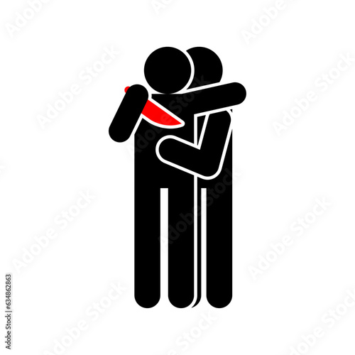 Traitor sign icon. Betrayal symbol. Concept of betrayal is a knife in the back.