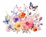 Watercolor flowers isolated