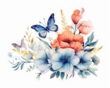 Watercolor flowers isolated