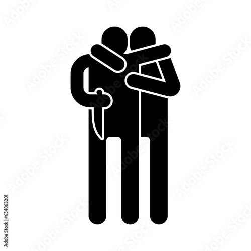 Traitor sign icon. Betrayal symbol. Concept of betrayal is a knife in the back.