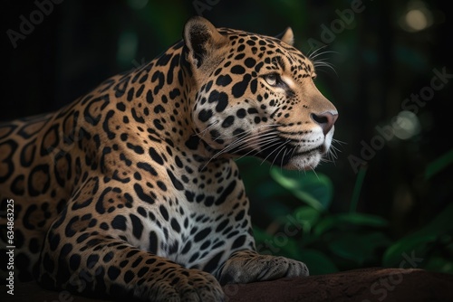 Jaguar serene in the jungle  wild beauty.  generative IA