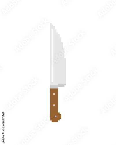 Kitchen knife pixel art, 8 bit kitchen utensils sign. pixelated Dishes Vector illustration