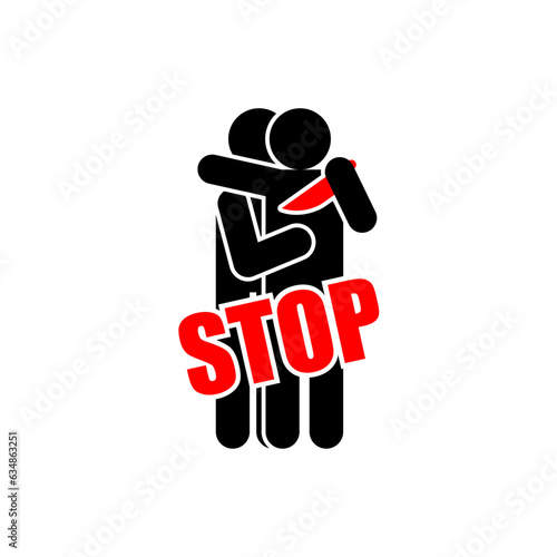Stop traitor. Ban of betrayal. Concept of betrayal is a knife in the back.