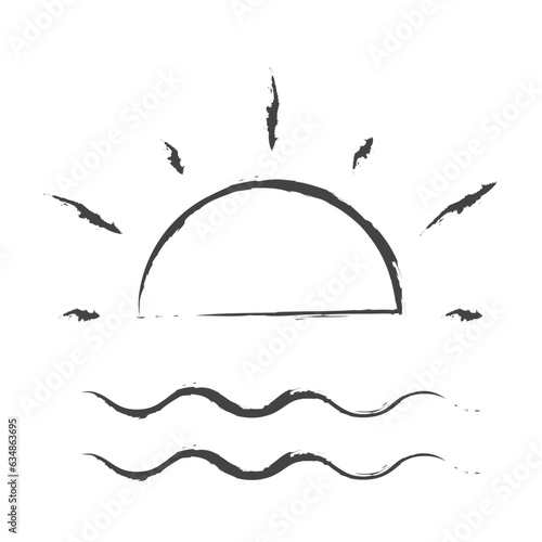 Hand drawn sunrise illustration icon