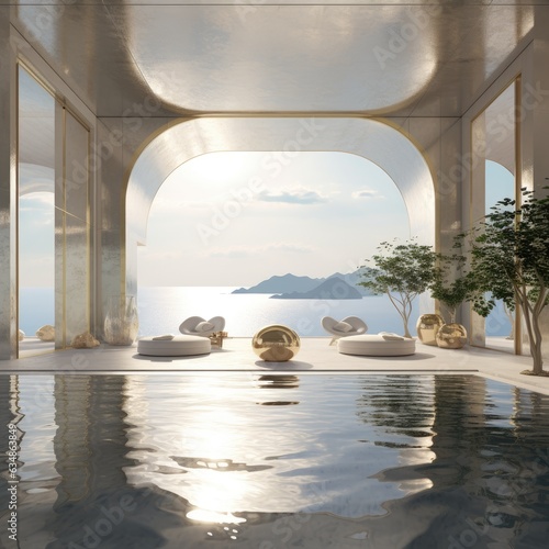 A Villa Bathed in Ocean Radiance: Enchanting Play of Light Silver and Gold