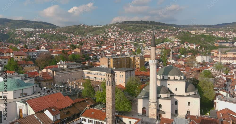 Sarajevo Overhead Shot of the Old Town's Minarets in 4K