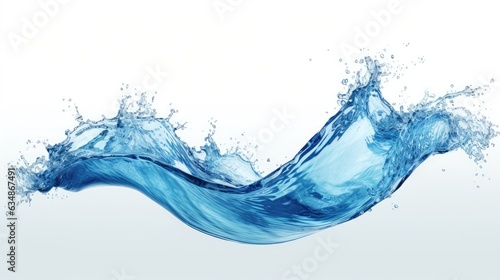 3d render, blue water jet, wavy splash clip art isolated on white background twisted liquid shape, splashing wave generative AI