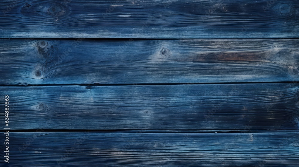 Obraz premium abstract grunge old dark blue indigo painted wooden texture - wood background panorama long banner generative AI