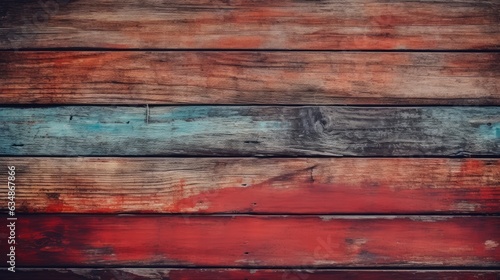 abstract grunge old red painted colored colorful wooden boards texture - wood background banner generative AI