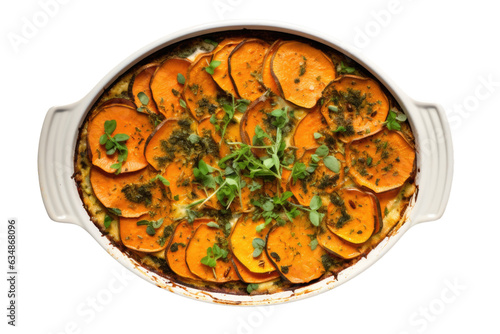 Delicious Sweet Potato Au Gratin Isolated on a Transparent Background