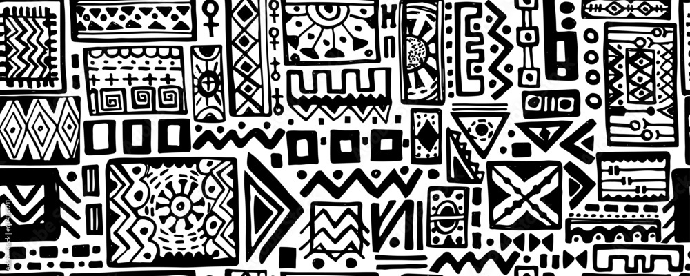 Ethnic geometric hand drawn  seamless pattern, simple style, vector design. Great for textiles, banners, wallpapers, wrapping. 