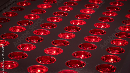 detail of red light therapy panel for skin health, pain relief, recovery and muscle performance and inflammation reduction
